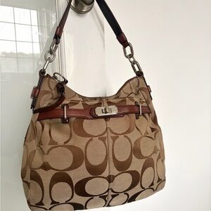 Coach Tan and Brown Shoulder Bag